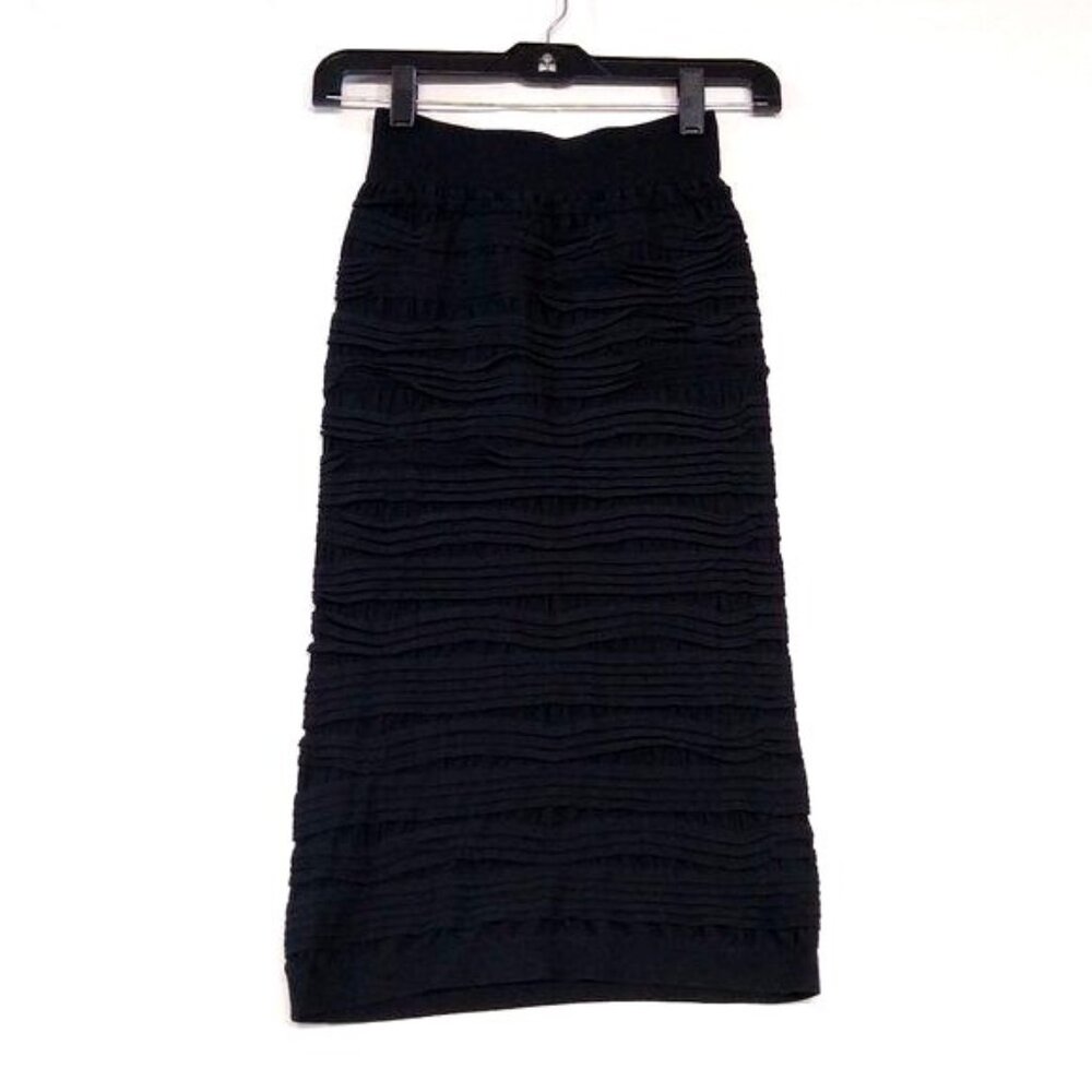 Midi Skirt XS Stretchy Ruffle Slim Seamless Layered Elastic Waist Style: T1001